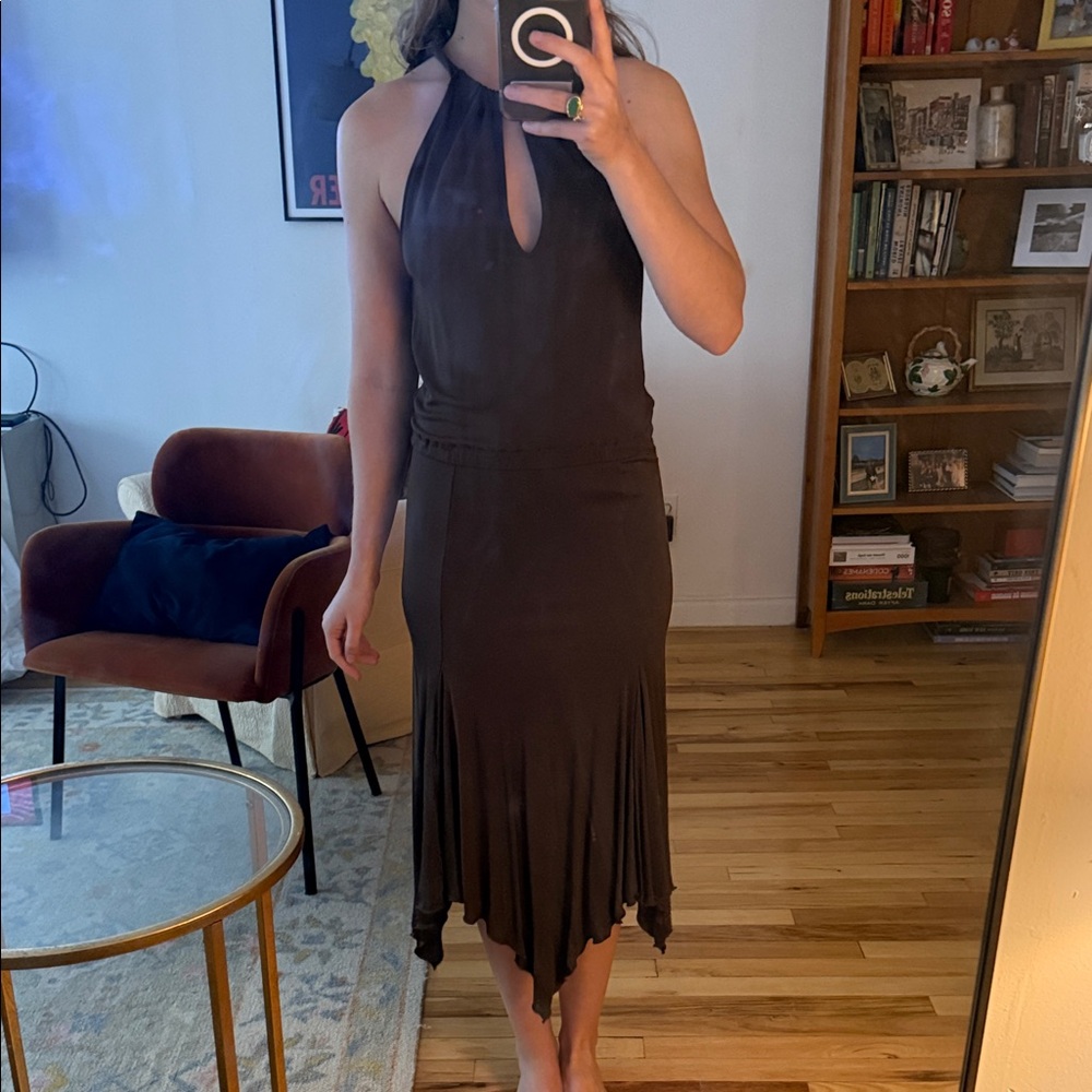 Vintage Valentino Brown Midi Dress